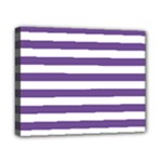 Horizontal Stripes - White and Dark Lavender Violet Canvas 10  x 8  (Stretched)