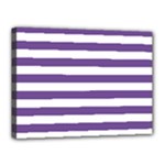Horizontal Stripes - White and Dark Lavender Violet Canvas 16  x 12  (Stretched)