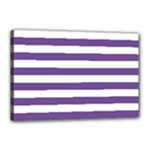 Horizontal Stripes - White and Dark Lavender Violet Canvas 18  x 12  (Stretched)