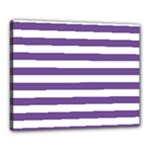 Horizontal Stripes - White and Dark Lavender Violet Canvas 20  x 16  (Stretched)