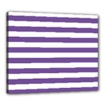 Horizontal Stripes - White and Dark Lavender Violet Canvas 24  x 20  (Stretched)