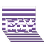 Horizontal Stripes - White and Dark Lavender Violet BOY 3D Greeting Card (7x5)