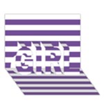Horizontal Stripes - White and Dark Lavender Violet GIRL 3D Greeting Card (7x5)