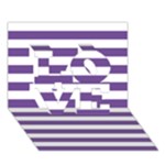 Horizontal Stripes - White and Dark Lavender Violet LOVE 3D Greeting Card (7x5)