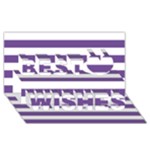 Horizontal Stripes - White and Dark Lavender Violet Best Wish 3D Greeting Card (8x4)