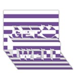 Horizontal Stripes - White and Dark Lavender Violet Get Well 3D Greeting Card (7x5)