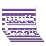 Horizontal Stripes - White and Dark Lavender Violet You Rock 3D Greeting Card (7x5)