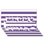 Horizontal Stripes - White and Dark Lavender Violet Merry Xmas 3D Greeting Card (8x4)