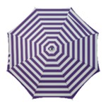 Horizontal Stripes - White and Dark Lavender Violet Golf Umbrella