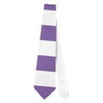 Horizontal Stripes - White and Dark Lavender Violet Necktie (One Side)