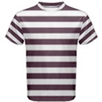 Horizontal Stripes - White and Eggplant Violet Men s Cotton Tee