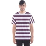 Horizontal Stripes - White and Eggplant Violet Men s Sport Mesh Tee