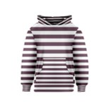 Horizontal Stripes - White and Eggplant Violet Kid s Pullover Hoodie