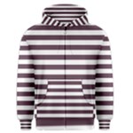 Horizontal Stripes - White and Eggplant Violet Men s Zipper Hoodie