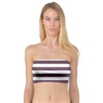 Horizontal Stripes - White and Eggplant Violet Bandeau Top