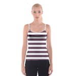 Horizontal Stripes - White and Eggplant Violet Spaghetti Strap Top
