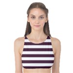 Horizontal Stripes - White and Eggplant Violet Tank Bikini Top