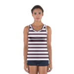 Horizontal Stripes - White and Eggplant Violet Women s Sport Tank Top