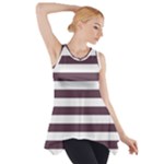 Horizontal Stripes - White and Eggplant Violet Side Drop Tank Tunic