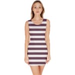 Horizontal Stripes - White and Eggplant Violet Bodycon Dress