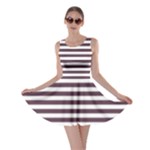 Horizontal Stripes - White and Eggplant Violet Skater Dress