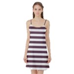 Horizontal Stripes - White and Eggplant Violet Satin Night Slip