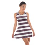 Horizontal Stripes - White and Eggplant Violet Cotton Racerback Dress