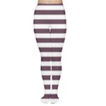 Horizontal Stripes - White and Eggplant Violet Women s Tights