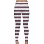 Horizontal Stripes - White and Eggplant Violet Yoga Leggings