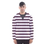 Horizontal Stripes - White and Eggplant Violet Hooded Wind Breaker (Men)