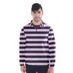 Horizontal Stripes - White and Eggplant Violet Wind Breaker (Men)