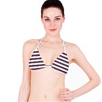Horizontal Stripes - White and Eggplant Violet Bikini Top
