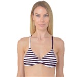 Horizontal Stripes - White and Eggplant Violet Reversible Tri Bikini Top