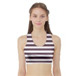 Horizontal Stripes - White and Eggplant Violet Women s Sports Bra with Border