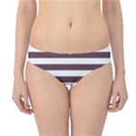 Horizontal Stripes - White and Eggplant Violet Hipster Bikini Bottoms