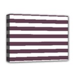 Horizontal Stripes - White and Eggplant Violet Deluxe Canvas 16  x 12  (Stretched)