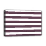 Horizontal Stripes - White and Eggplant Violet Deluxe Canvas 18  x 12  (Stretched)