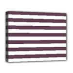 Horizontal Stripes - White and Eggplant Violet Deluxe Canvas 20  x 16  (Stretched)