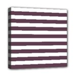 Horizontal Stripes - White and Eggplant Violet Mini Canvas 8  x 8  (Stretched)