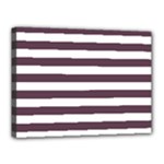 Horizontal Stripes - White and Eggplant Violet Canvas 16  x 12  (Stretched)