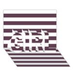 Horizontal Stripes - White and Eggplant Violet GIRL 3D Greeting Card (7x5)