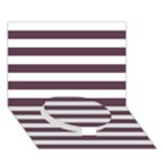 Horizontal Stripes - White and Eggplant Violet Circle Bottom 3D Greeting Card (7x5)