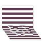 Horizontal Stripes - White and Eggplant Violet LOVE Bottom 3D Greeting Card (7x5)