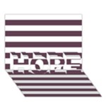 Horizontal Stripes - White and Eggplant Violet HOPE 3D Greeting Card (7x5)