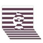Horizontal Stripes - White and Eggplant Violet Ribbon 3D Greeting Card (7x5)