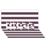 Horizontal Stripes - White and Eggplant Violet HUGS 3D Greeting Card (8x4)