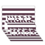 Horizontal Stripes - White and Eggplant Violet WORK HARD 3D Greeting Card (7x5)