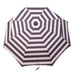 Horizontal Stripes - White and Eggplant Violet Folding Umbrella