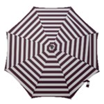 Horizontal Stripes - White and Eggplant Violet Hook Handle Umbrella (Small)
