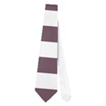 Horizontal Stripes - White and Eggplant Violet Necktie (One Side)